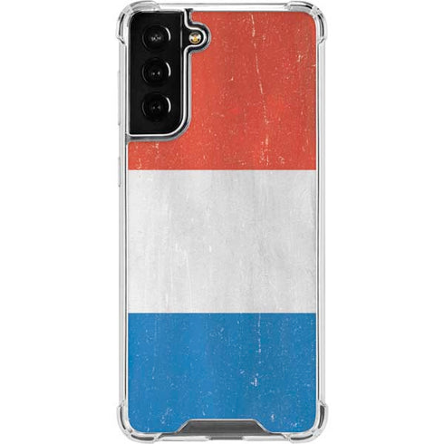 Netherlands Flag Distressed Galaxy S21 FE Clear Case